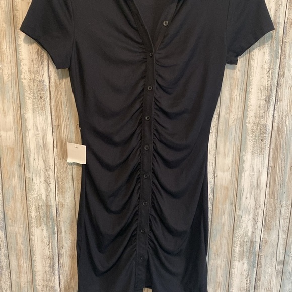 NWT SO black Short Sleeve Runched Front Button Up Dress | Size Small - Picture 6 of 11